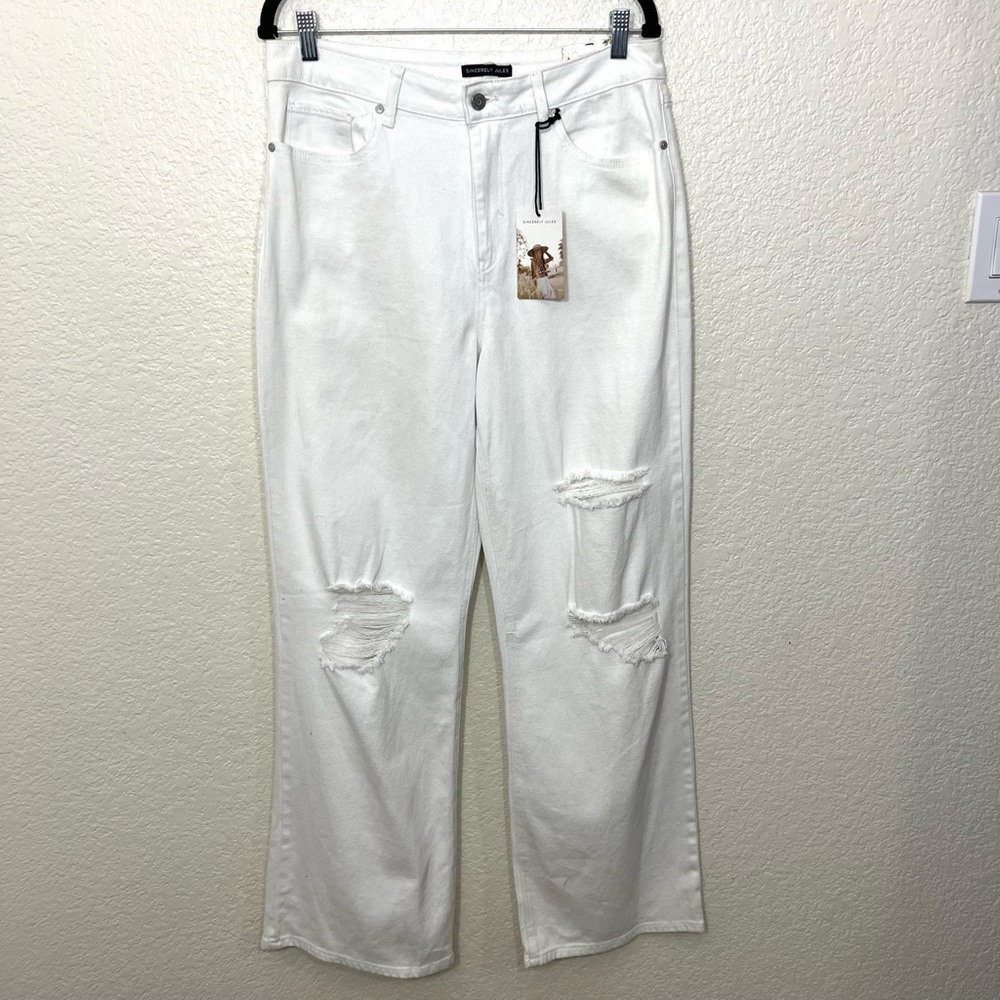 Sincerely Jules Super High Rise Wide Leg White Denim Jeans Size 30